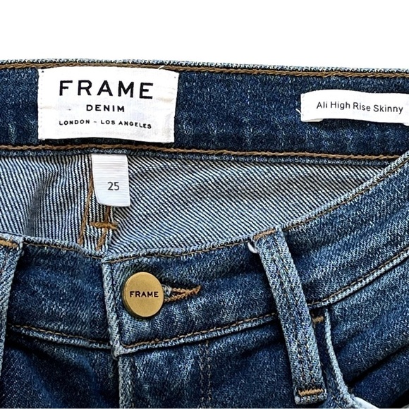 Frame Ali High Rise Skinny in Juniper Medium Wash Mid Rise Jeans Denim Size 25 - Picture 5 of 11